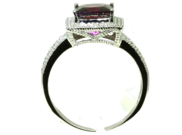 1.65ct Rhodolite Garnet &Diamond Ring in 10K White Gold