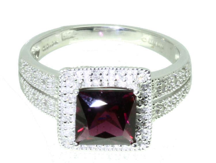 1.65ct Rhodolite Garnet &Diamond Ring in 10K White Gold