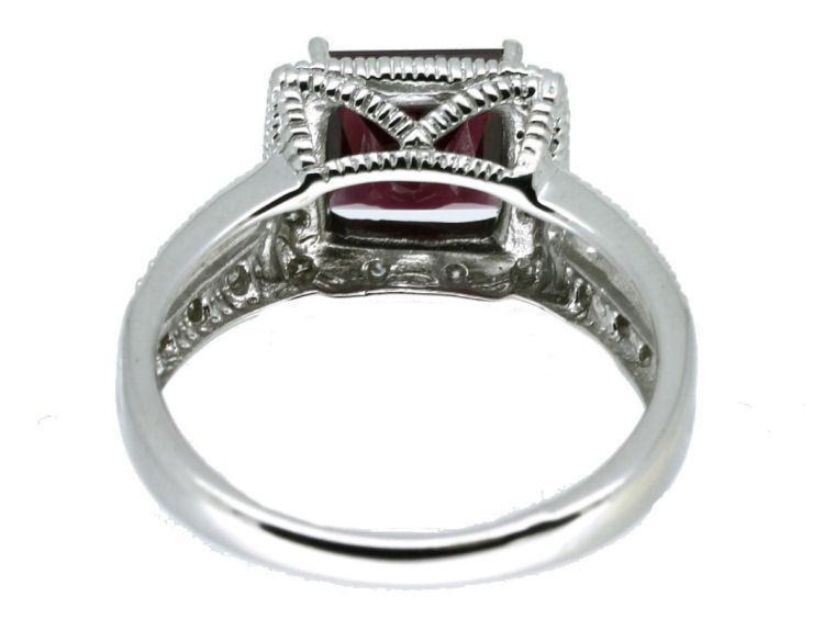 1.65ct Rhodolite Garnet &Diamond Ring in 10K White Gold