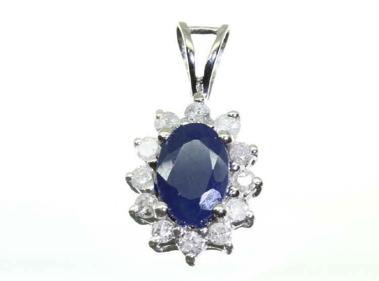 1.14ct Sapphire & Diamond Necklace in 18K & 14K White Gold