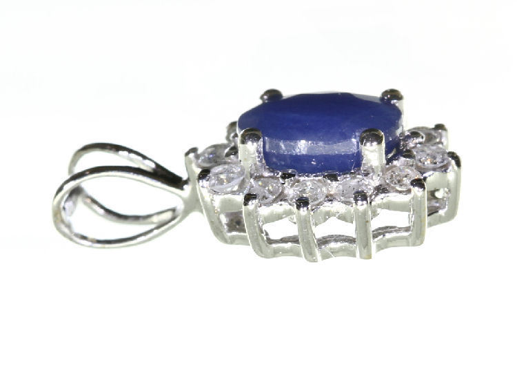 1.14ct Sapphire & Diamond Necklace in 18K & 14K White Gold