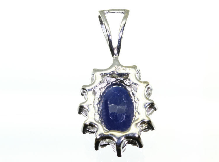 1.14ct Sapphire & Diamond Necklace in 18K & 14K White Gold