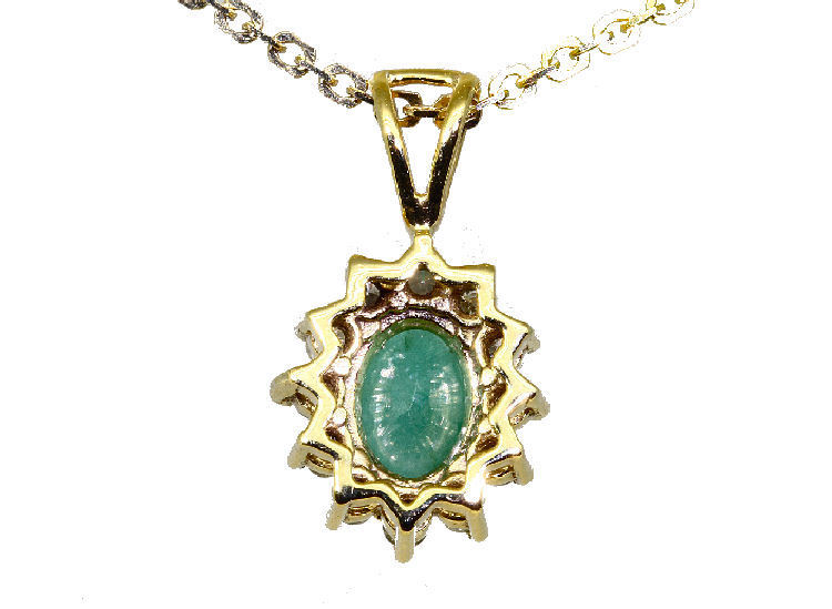 1.14ct Emerald & Diamond Necklace in 18K & 14K Yellow Gold