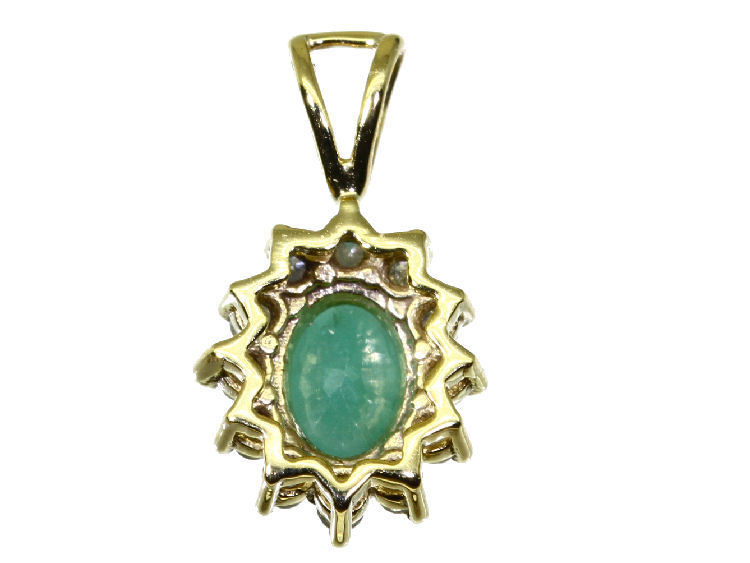 1.14ct Emerald & Diamond Necklace in 18K & 14K Yellow Gold