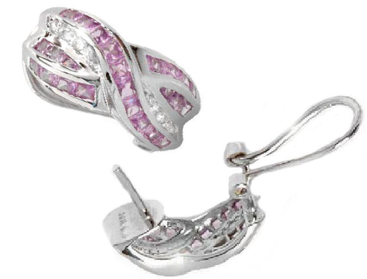 1.47ct Sapphire & Diamond Earrings in 10K White Gold