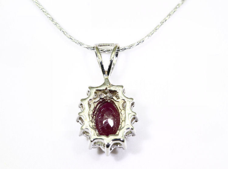 1.14ct Ruby & Diamond Necklace in 18K & 14K White Gold