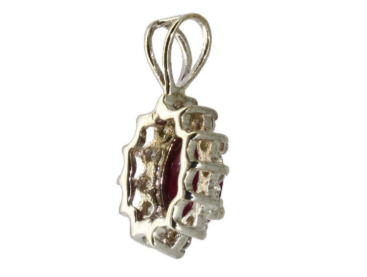 1.14ct Ruby & Diamond Necklace in 18K & 14K White Gold