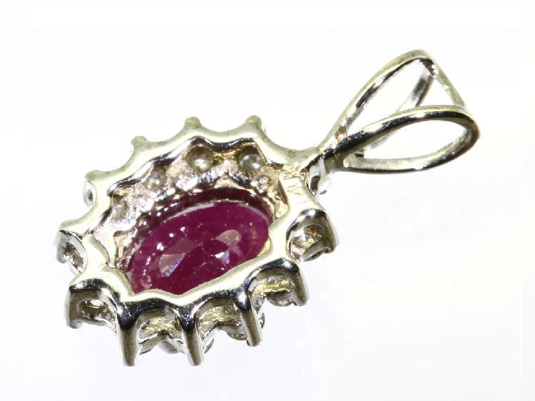 1.14ct Ruby & Diamond Necklace in 18K & 14K White Gold