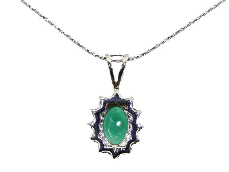 1.14ct Emerald & Diamond Necklace in 18K & 14K White Gold