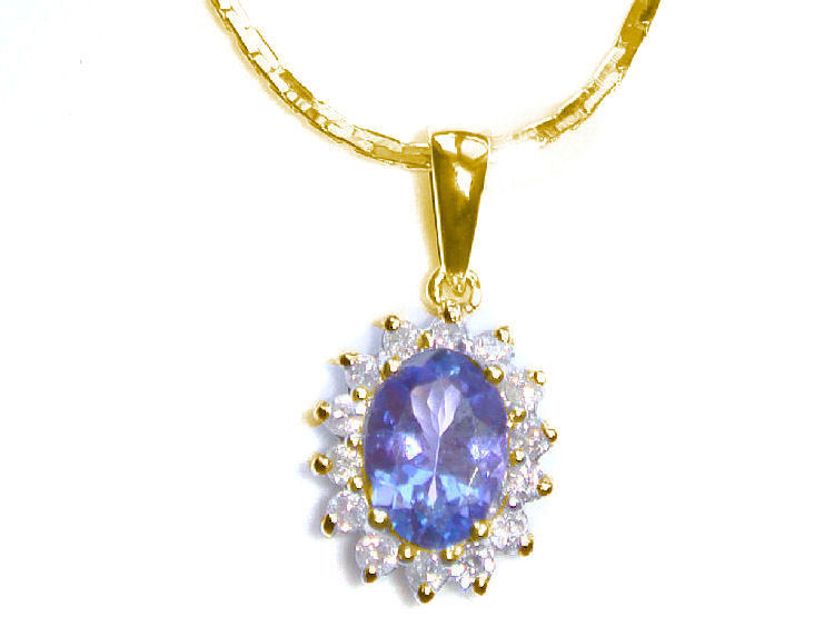 1.14ct Tanzanite & Diamond Necklace in 18K & 14K Yellow Gold