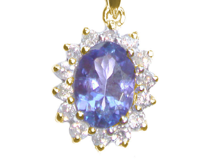 1.14ct Tanzanite & Diamond Necklace in 18K & 14K Yellow Gold
