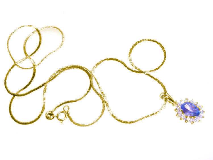 1.14ct Tanzanite & Diamond Necklace in 18K & 14K Yellow Gold