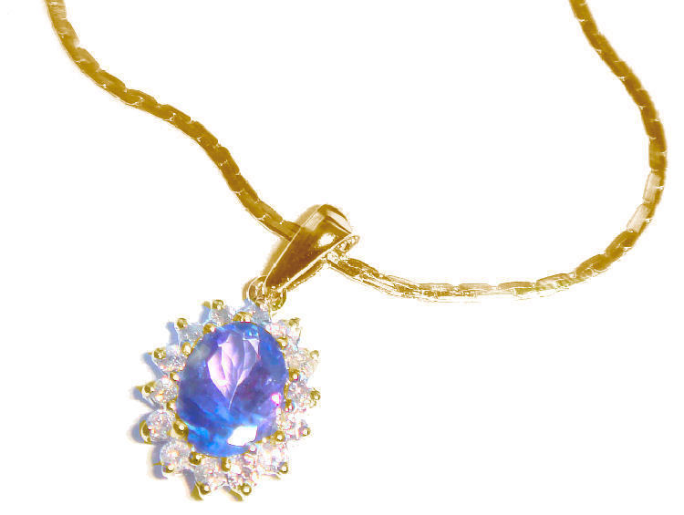 1.14ct Tanzanite & Diamond Necklace in 18K & 14K Yellow Gold