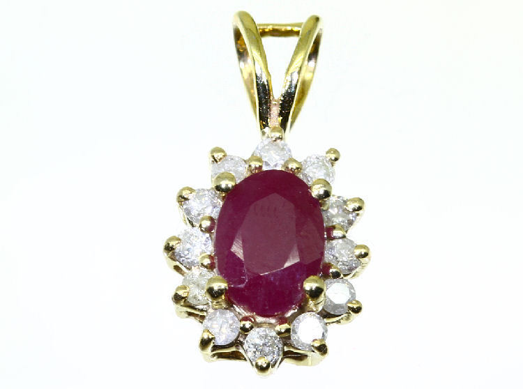 1.14ct Ruby & Diamond Necklace in 18K & 14K Yellow Gold