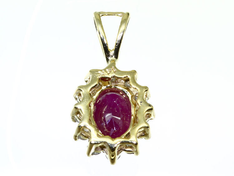 1.14ct Ruby & Diamond Necklace in 18K & 14K Yellow Gold