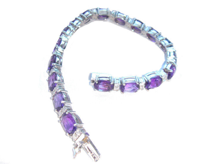23.35ct Amethyst & Diamond Bracelet in 12K White Gold