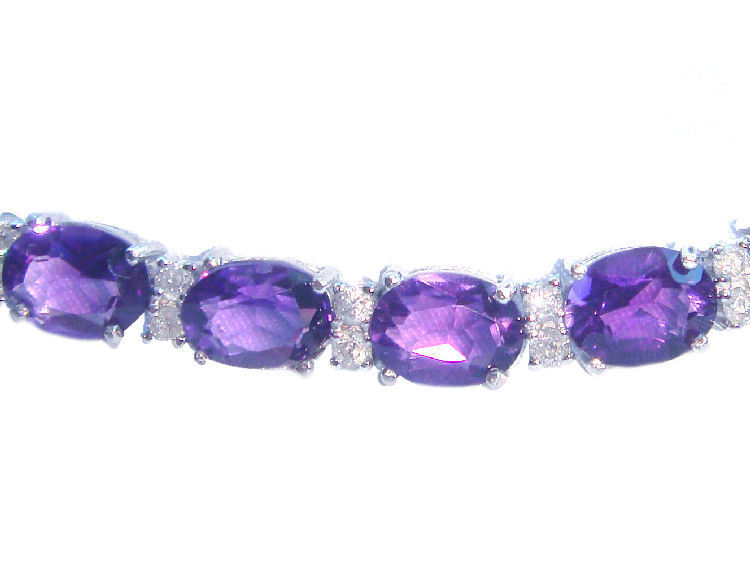 23.35ct Amethyst & Diamond Bracelet in 12K White Gold