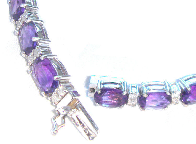 23.35ct Amethyst & Diamond Bracelet in 12K White Gold
