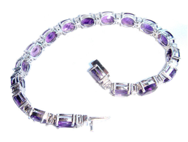 23.35ct Amethyst & Diamond Bracelet in 12K White Gold