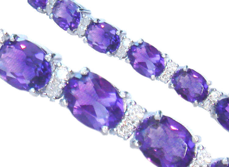 23.35ct Amethyst & Diamond Bracelet in 12K White Gold