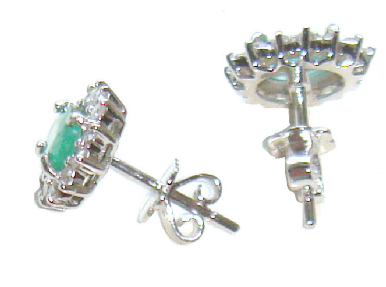 2.50ct Emerald & Diamond Earrings in 14K White Gold