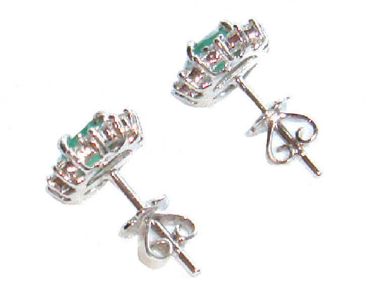 2.50ct Emerald & Diamond Earrings in 14K White Gold
