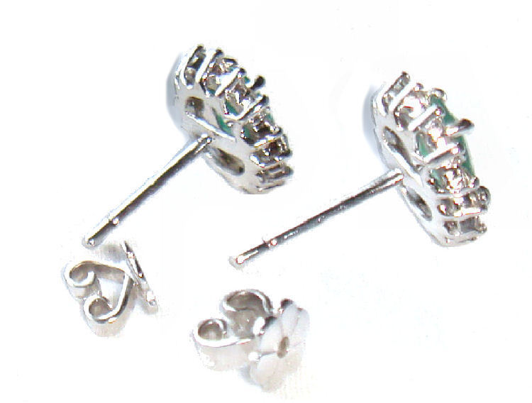 2.50ct Emerald & Diamond Earrings in 14K White Gold