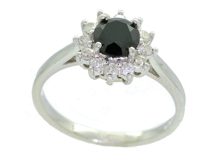 1.00ct Black & White Diamond Ring in 14K White Gold