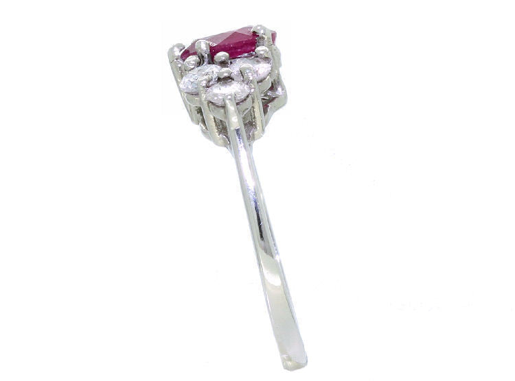 1.73ct Ruby & Diamond Cluster Ring in 14K White Gold