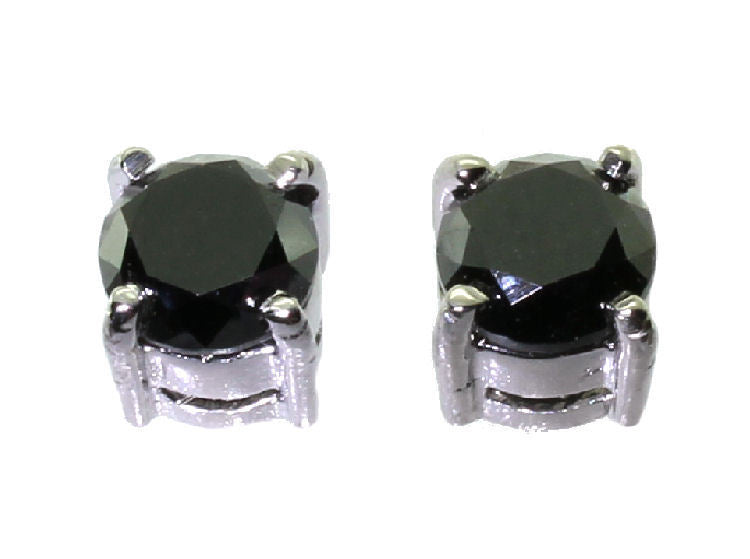 1.50ct Black Diamond Earrings in 14K White Gold