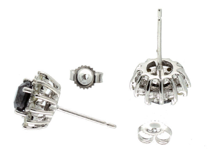 2.00ct Black & White Diamond Earrings in 14K White Gold