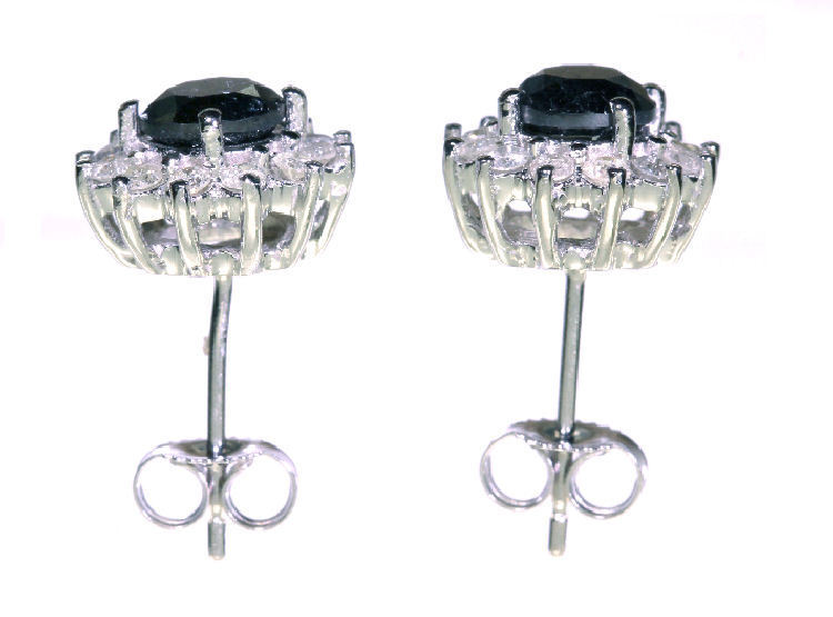 2.00ct Black & White Diamond Earrings in 14K White Gold