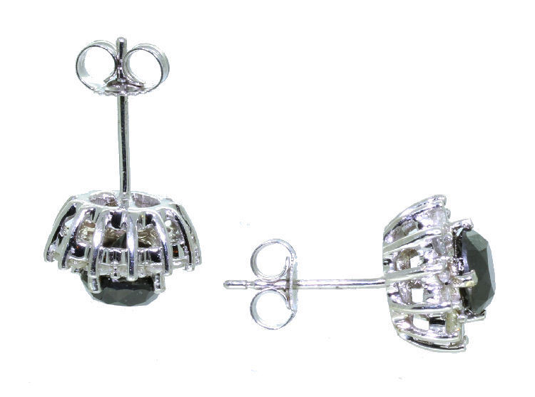 2.00ct Black & White Diamond Earrings in 14K White Gold