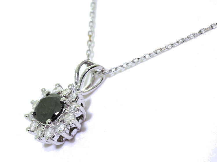 1.00ct Black & White Diamond Necklace in 18K & 14K White Gold