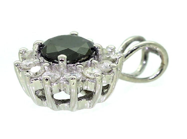 1.00ct Black & White Diamond Necklace in 18K & 14K White Gold