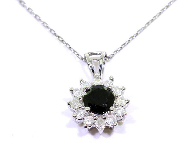 1.00ct Black & White Diamond Necklace in 18K & 14K White Gold