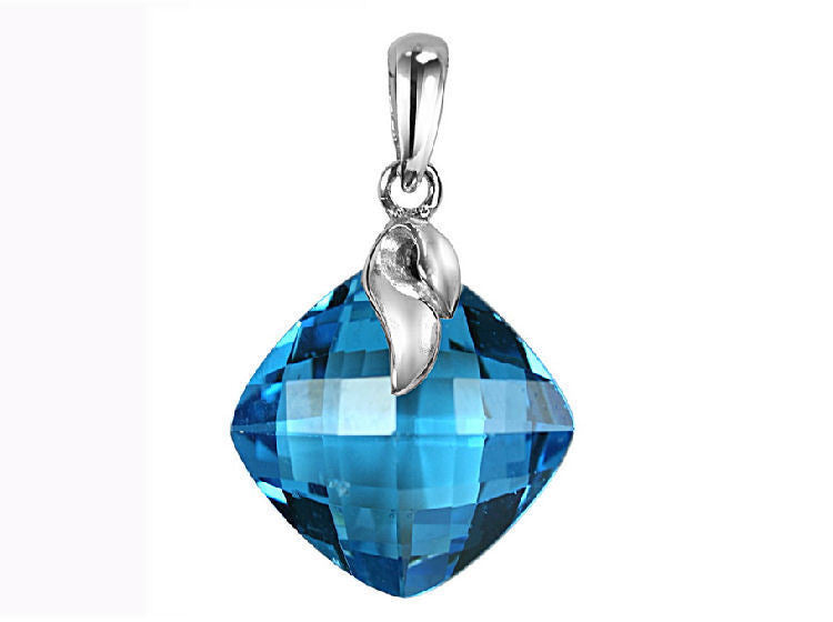 Emerald Topaz Checker Board Briolette Silver Necklace