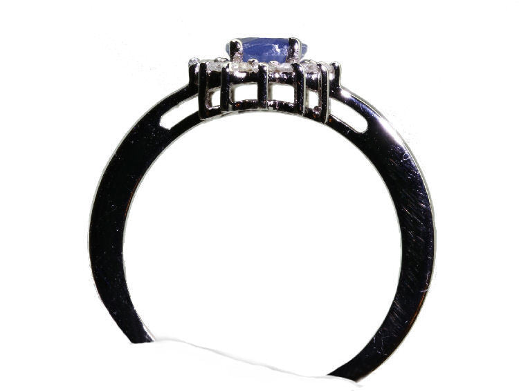 1.14ct Sapphire & Diamond Ring in 8K White Gold