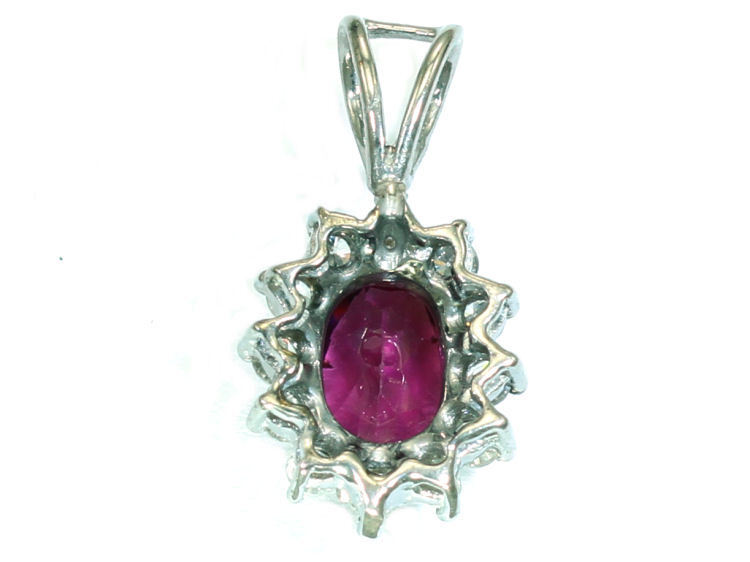 1.14ct Garnet & Diamond Necklace in 18K & 14K White Gold