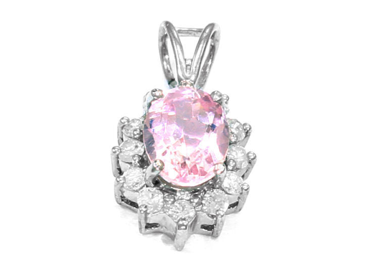1.14ct Kunzite & Diamond Necklace in 18K & 14K White Gold