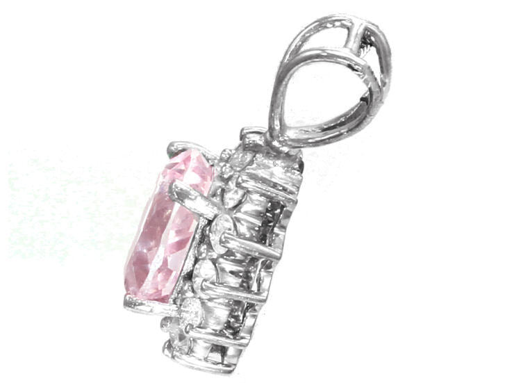 1.14ct Kunzite & Diamond Necklace in 18K & 14K White Gold