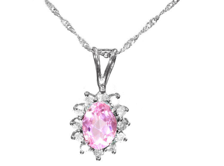 1.14ct Kunzite & Diamond Necklace in 18K & 14K White Gold