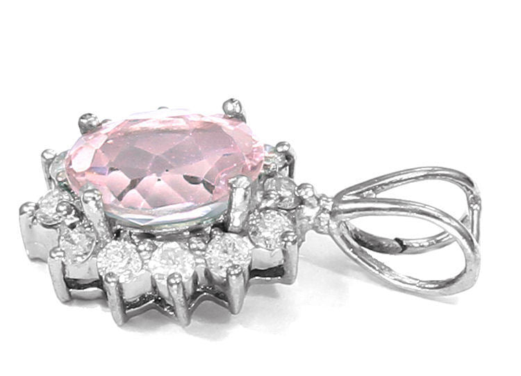 1.14ct Kunzite & Diamond Necklace in 18K & 14K White Gold