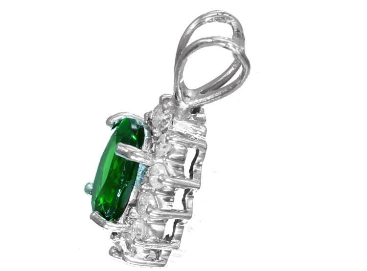 1.14ct Chrome Diopside & Diamond Necklace in 18K & 14K White Gold