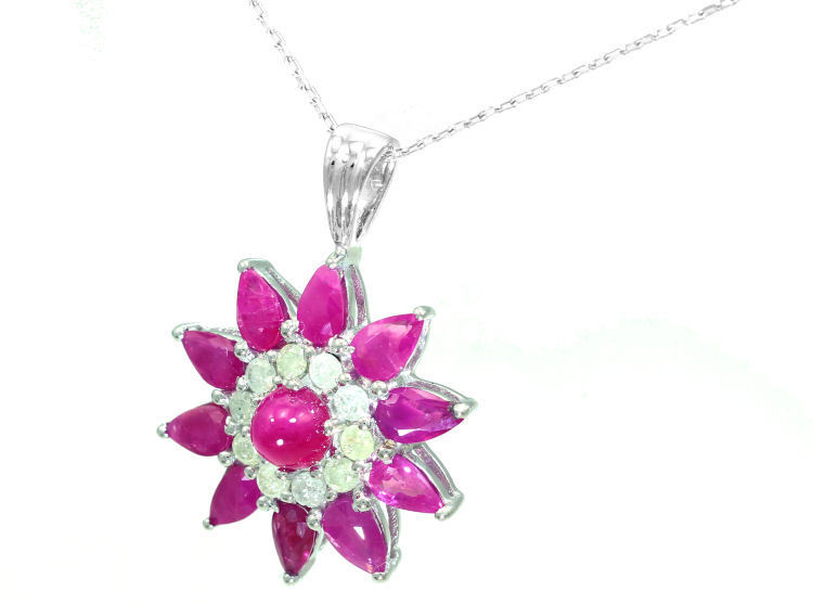 3.24ct Ruby & Diamond Necklace in 18K White Gold
