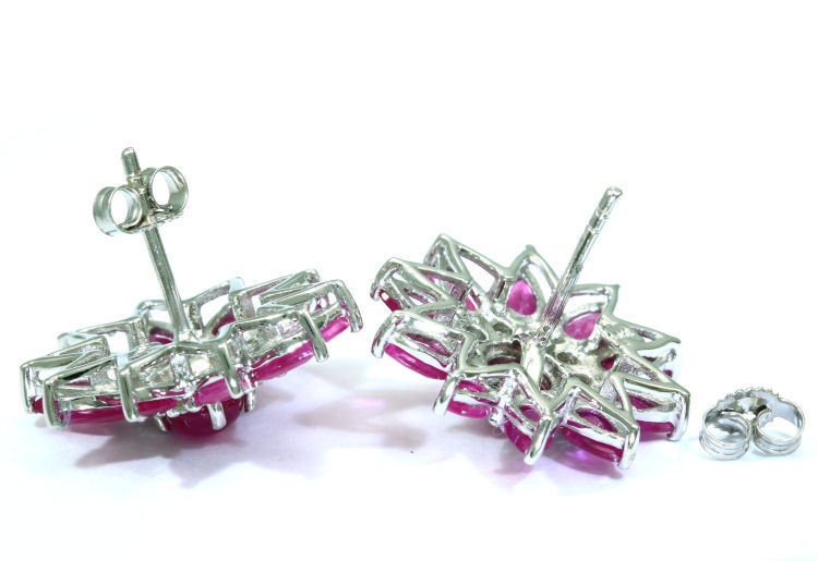 6.47ct Ruby & Diamond Earrings in 18K White Gold