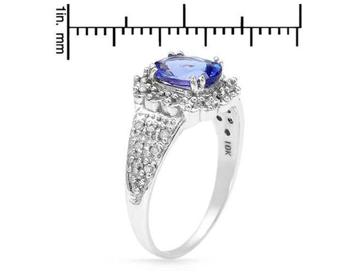 1.50ctw Diamonds & Tanzanite Ring Well Made in 10k White Gold