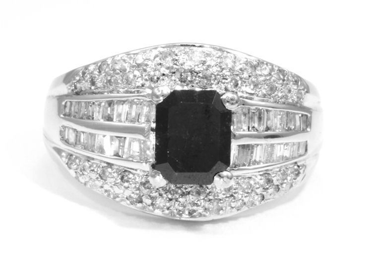 2.06ct White & Black Diamond Ring in 14k White Gold