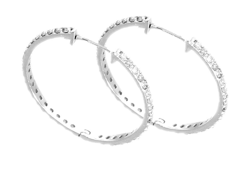 0.78ct Diamond Hoop Earrings in 14K White Gold