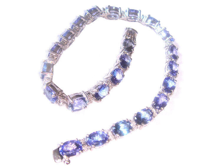 19.30ct Tanzanite & Diamond Bracelet in 14K White Gold